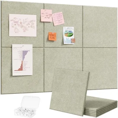 Produktbild von Famanu Filz Pinnwand selbstklebend - 90 x 60 cm, salbeigrün, 6er Set mit 30 Pins