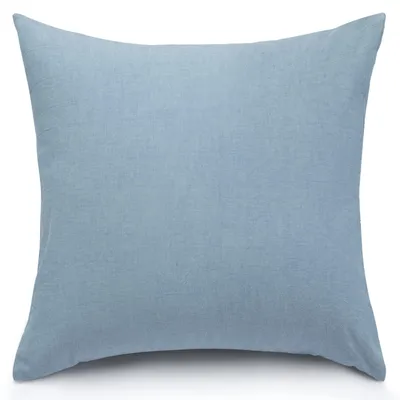Produktbild von Set aus 2 Kissenbezügen 80x80 cm - 100% gewaschene Baumwolle, hellblau, mit Reißverschluss,  , weich und formbeständig.