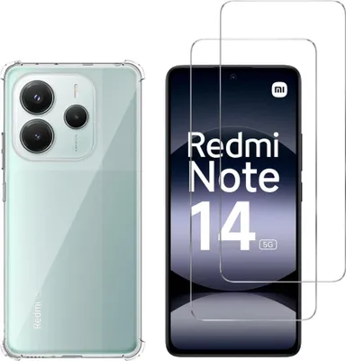 Produktbild von Stoßfeste Hülle für Xiaomi Redmi Note 14 5G mit 2 Displayschutzfolien aus Hartglas Phonillico®