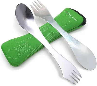 Produktbild von Famanu Camping Spork Set 3-in-1 - Edelstahl Besteck für unterwegs