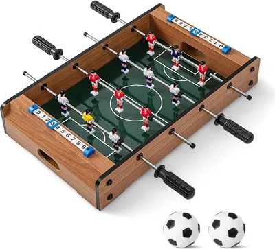 Produktbild von Mini Tischkicker aus Holz, Fußballtisch mit 12 Kicker und 2 Kickerbälle, Kickertisch für Kinder & Erwachsene, 51 x 30,5 x 9 cm