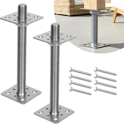 Obrázok produktu pre Ikodm Nastaviteľné podstavce, 2 kusy, 30–250 mm, oceľ, vrátane montážnych skrutiek, strieborná farba