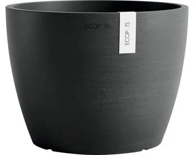 Produktbild von Pflanztopf Ecopots Stockholm Kunststoff Ø 23,3 cm H 17,7 cm dunkelgrau