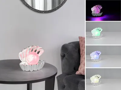 Produktbild von Ausgefallene USB Tischlampe mit RGB Farbwechsel, kleine Muschel Deko Lampe