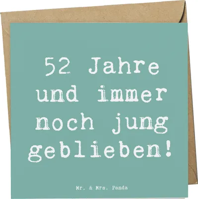 Produktbild von Mr. & Mrs. Panda Grußkarte Spruch 52. Geburtstag Jung geblieben - Meeresbrise - Geschenk, personalisierte Geschenke, doppelkarte, Lebensfreude, Glückwunschkarte