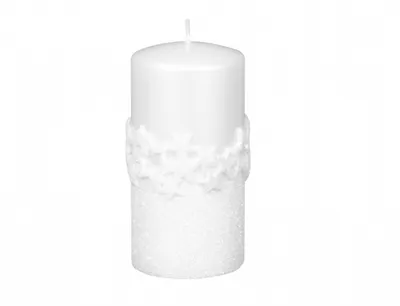 Zdjęcie produktu dla Świeca bożonarodzeniowa cylindryczna ICE STAR Ø 7 x 14 cm biała