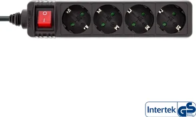 Image de InLine® 16441D Multiprise, 4x contact de protection, avec interrupteur, 1,5m, noir