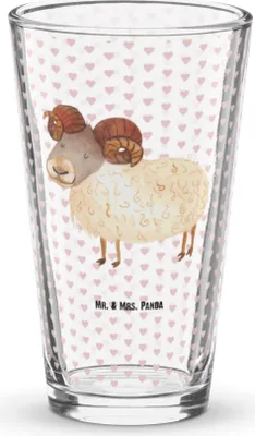 Produktbild von Mr. & Mrs. Panda Glas Sternzeichen Widder - Transparent - Geschenk, Cocktailglas, Rührglas, Bock, Geburtstag März, Wasserglas, April, Bierglas, Schafbock, Tumbler