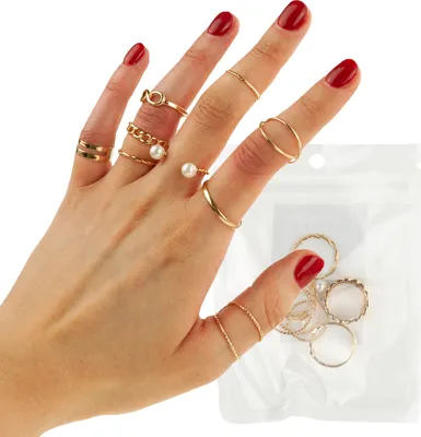 Image de Tg66796 Set De Bagues En Or Boho Retro
