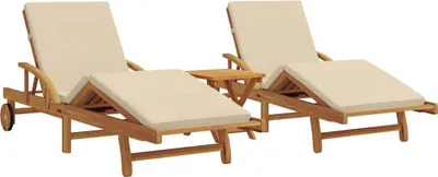 Immagine prodotto di vidaXL Lettino da giardino, 3 pezzi, legno massello di acacia, color beige