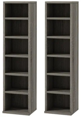 Produktbild von Set mit 2 CD-Regalen mit verstellbaren Ablagen fš¹r 204 CDs, 21 x 22,5 x 88,5 cm, Grau