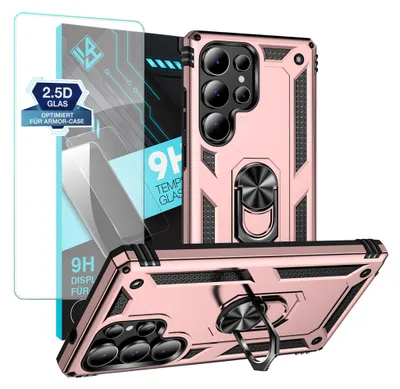 Produktbild von Armor Outdoor Handyhülle für Samsung Galaxy S25 Ultra Handy Panzer Case Schutzhülle mit 9H Displayglas Displayschutz Farbe: Rosegold