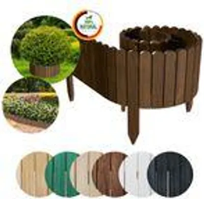 Produktbild von Floranica Rollborder Flexibler Holzzaun Rolborder 200 x 10 cm Braun Beeteinfassung Rasenkante Gartenzaun Holz Dekozaun Mini Zaun