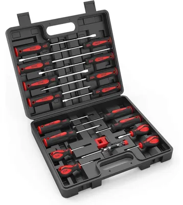 Produktbild von Magnet-Schraubenzieher-Set 18-teilig mit 7 Phillips- & 9 Schlitz-Bits, inkl. Aufbewahrungskoffer