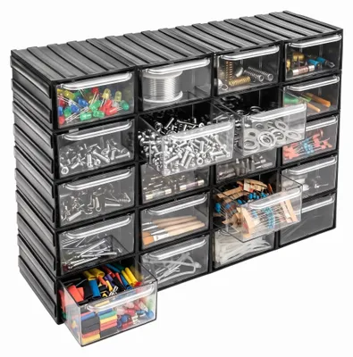 Image de Armoire d'atelier avec 20 tiroirs étagères modulaires 42 x 30 cm extensible en continu Module de combinaison transparent