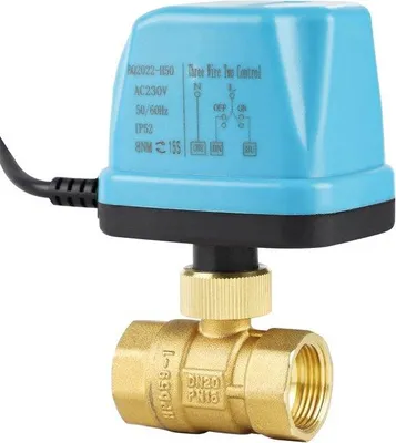 Immagine prodotto di Valvola a sfera automatica a 2 vie DN20 (3/4 pollici), CA 230 V, con otturatore metallico, blu