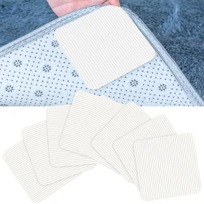 Teppichgleitschutz 8 Stück 10x10 cm rutschfest selbstklebend weiß