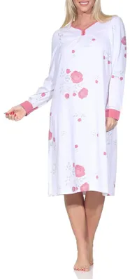 Produktbild von Normann Damen langarm Nachthemd im klassischen fraulichen Design – auch in Übergrößen ; rosa , 44