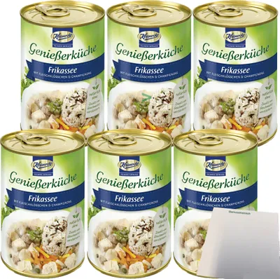 Produktbild von Keunecke Frikassee mit Fleischklösschen und Champignons 6er Pack (6x400g Dose) + usy Block