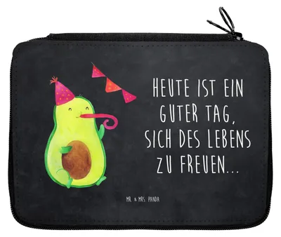 Produktbild von Mr. & Mrs. Panda Federmäppchen Avocado Party - Kreidetafel - Geschenk, Geburtstag, Schlamper, Happy Birthday, Schulabschluss, Bleistiftetui, Federmappe, Federtasche, Abi