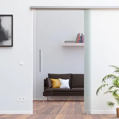 Produktbild von Glas Schiebetür Glasschiebetür AMOD SoftStop 775 x 2050 mm (SlimLine Komplett Set) Design/Nachbildung C, inkl. beidseitige Griffstange BC-775-420-AS
