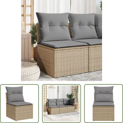 Immagine prodotto di The Living Store Divano da giardino senza braccioli con cuscini Beige Poly Rattan