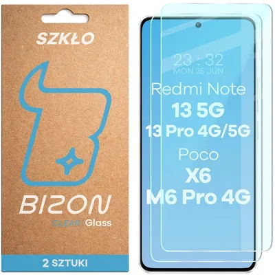 Produktbild von Gehärtetes Glas für Xiaomi POCO X6 / M6 Pro 4G / Redmi Note 13 5G / 13 Pro 4G/5G, Bizon Glass Clear Duo, 2 Stück