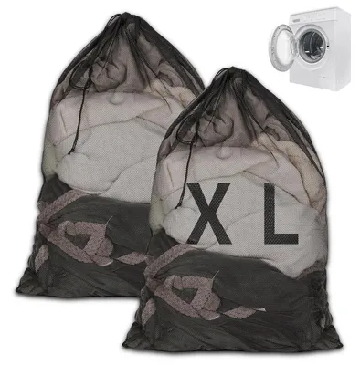 Obrázek produktu pro Síťka na prádlo XXL, 70x90 cm, 2 kusy, jemná síťovina, s provázkem, černá