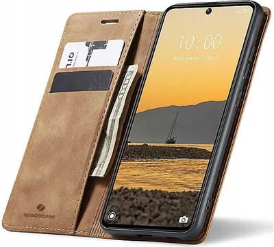 Imagen del producto de Funda para teléfono SC Wallet, compatible con modelos Poco X6 y Redmi Note 13 Pro 5G, color marrón claro