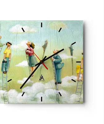 Produktbild von Wanduhr - Quadrat - Glasuhr - Abstraktion modern - 40x40cm - Schleichendes Uhrwerk - Lautlos - zum Aufhängen bereit - Dekoration Modern - Wanddekoration aus Glas - C3AC40x40-3642