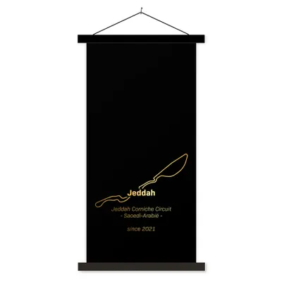 Produktbild von MuchoWow® Textilposter Dschidda - Formel 1 - Rennstrecke 90x180 cm mit schwarzem Rahmen - Dekoration Wohnzimmer