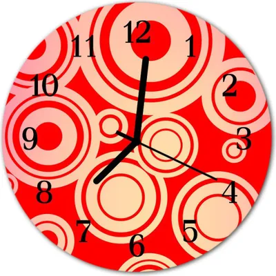 Immagine prodotto di Orologio da parete a vetro, ideale per la cucina, diametro 30 cm, con numeri e decorazioni rosse