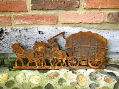Produktbild von Historische Wanddekoration, Kaminplatte, Ofenplatte, Wandrelief - Bauernwagen