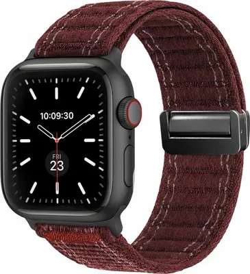 Produktbild von Smartwatch Armband für Apple Watch Series 6 40mm Nylon Textil Band Ersatzband Wechselband Magnetverschluss flexibel atmungsaktiv Rot Weinrot