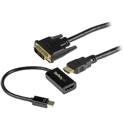 Produktbild von StarTech.com mDP auf DVI Konnektivitäts Kit - Aktives Mini DisplayPort zu HDMI Konverter mit 1,8m HDMI auf DVI Kabel, Kabel, Jede Marke