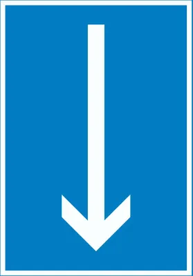 Produktbild von Richtungspfeil runter Schild hochkant weiss blau Pfeil A1 (594x841mm)