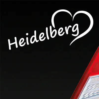 Produktbild von Auto Aufkleber Heidelberg Herz Stadt City Liebe Love 19x8 cm Weiss Glanz Sticker Heckscheibenaufkleber