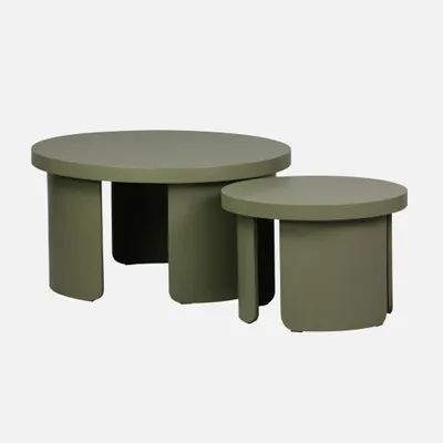 Produktbild von sweeek - 2er-Set runde Satztische für das Wohnzimmer - Khaki