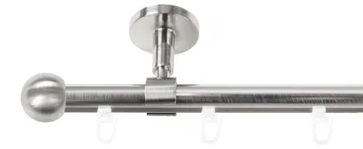 Produktbild von SN Deco Gardinenstange Innenlauf Straßburg, 19 mm, 1-läufig, Stahl, Komplett-Set mit Ringen, Profildeckentrager, 180 cm, edelstahl optik