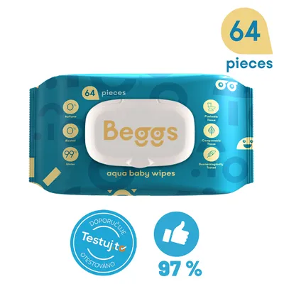 Imagen del producto de Toallitas húmedas desechables Beggs (64 unidades)