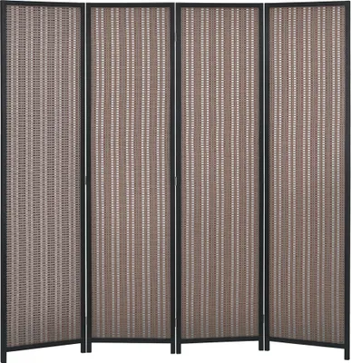 Image de HOMCOM Paravent interieur en bois 4 panneaux 180 x 180 cm séparateur de pièce pliable cloison de séparation pour salon chambre à coucher maison, marron