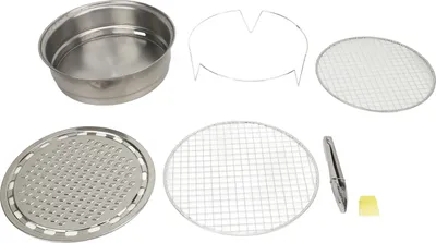 Image de Gril à charbon rond portable Cuisinière compacte multifonctionnelle pour pique-nique-camping