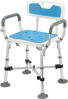 Imagen del producto de Asiento de ducha con respaldo - Silla de ducha - Para una ducha segura - Altura ajustable - Capacidad de carga de 180 kg - Blanco