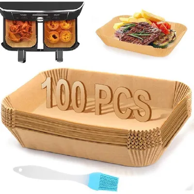 Immagine prodotto di Carta forno per friggitrice ad aria, 100 pezzi, 22x14 cm, rettangolare, accessorio per friggitrice ad aria