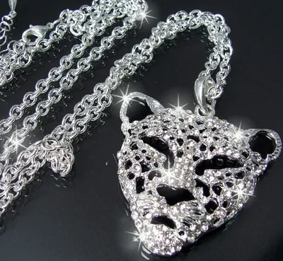 Produktbild von K1018 XXL-KETTE Anhänger Leopard Silber ModeSCHMUCK