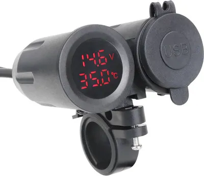 Produktbild von INF 3,1-A-Dual-USB-Ladegerät – Spannungs- und Temperaturmesser Schwarz+Rot