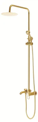 Produktbild von Duschset - Regendusche - Duscharmatur - Duschhalterung - Duschkopf - Gebürstetes Gold - Wandmontage