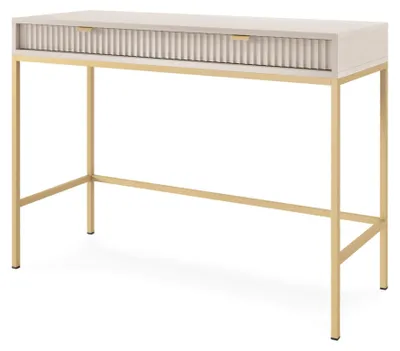 Obrázok produktu pre Selsey VELLORE - toaletný stolík so zásuvkou, béžový so zlatým rámom, 104 cm
