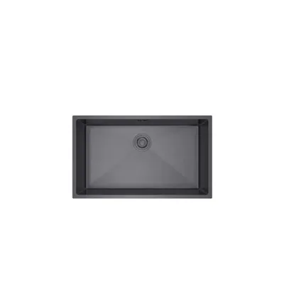Produktbild von QLS Spülbecken SANTA Edelstahl Unterbau 74x44 cm + Siphon Graphitgrau 11222