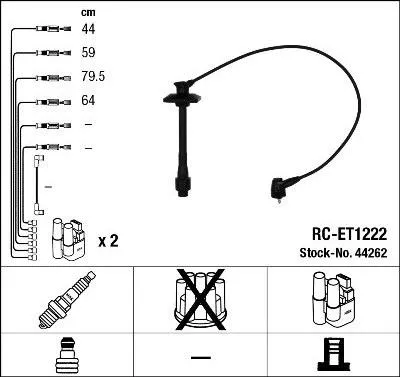 Produktbild von NGK 44262 Zündkabelsatz Zündleitungssatz für TOYOTA RAV 4 I (SXA1) RAV 4   (SXA1)